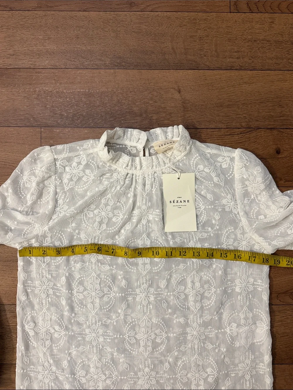Sézane Size US 2 / FR 34 Valentine Blouse In Ecru NWT Embroidered Quiet Luxury